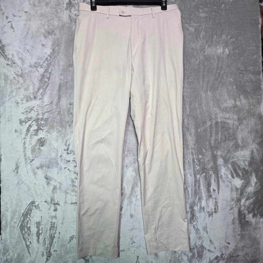 Uniqlo Kando Pants Mens 36x34 Beige Flat Front Performance Trousers